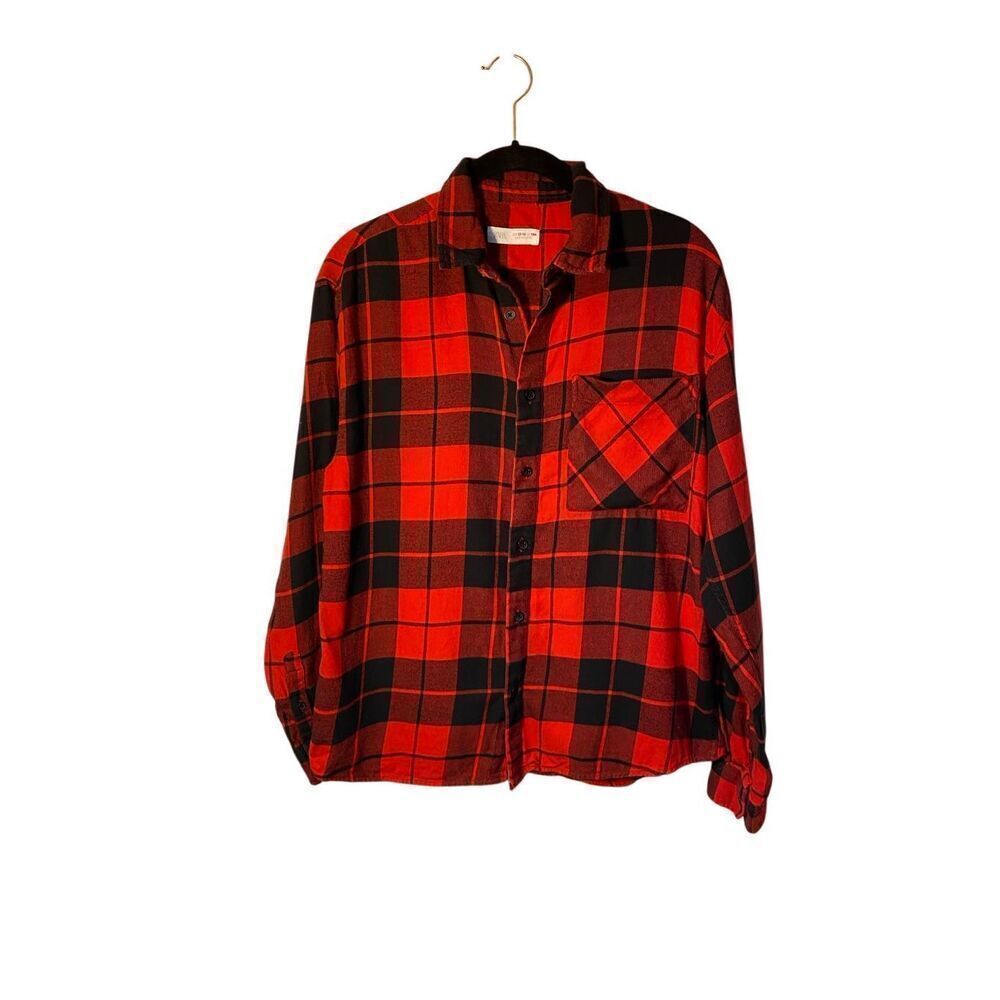 Zara boys, buffalo check, print, long sleeve flannel shirt, 13/14